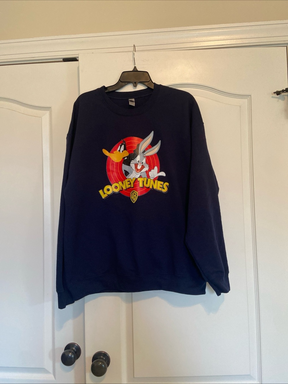 Gildan Navy Looney Tunes Crewneck with Bugs Bunny & Daffy Duck Graphic